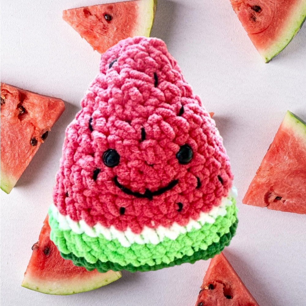 CROCHET WATERMELON SLICE AMIGURUMI 4”x 6” BY GRANNIS CROCHET❤️ HANDMADE TOY